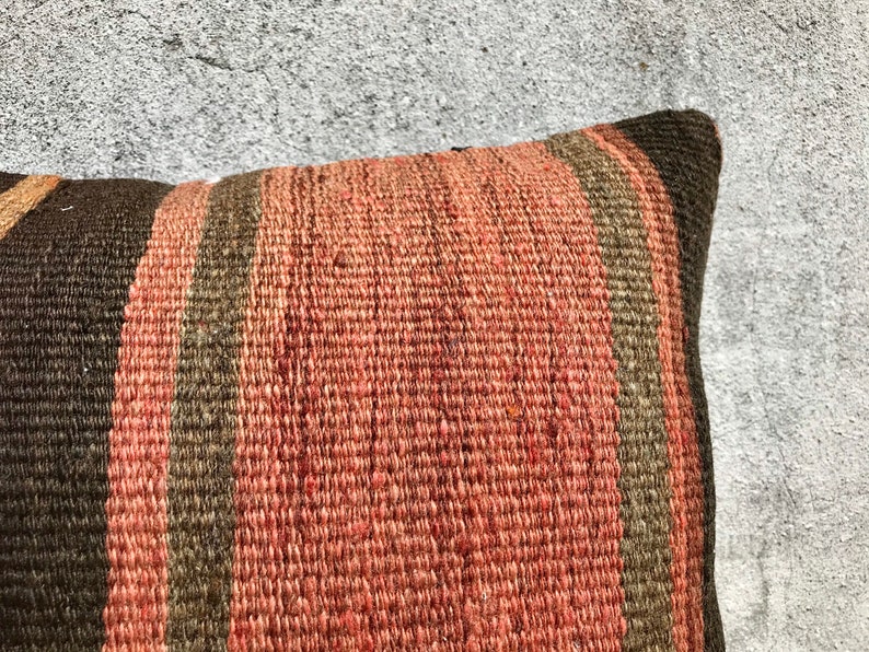 Striped Throw Pillow Cover 12x20 Colorful Kilim Pillow Bohemian Decor Ethnic Pillow Rug Cushion Decorative Sofa Pillow Lumbar Pillow Case