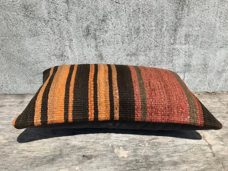Striped Throw Pillow Cover 12x20 Colorful Kilim Pillow Bohemian Decor Ethnic Pillow Rug Cushion Decorative Sofa Pillow Lumbar Pillow Case