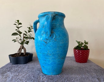 Farmhouse Decor Vintage Clay Pot, Aged and antiqued clay vessel / vase /