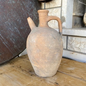 Antique Vessel Primitive Clay Pot Wabi-Sabi Décor Rustic Mediterranean Amphora Vintage Earthenware Vase Old Jug image 6