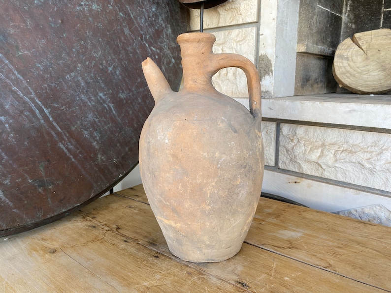 Antique Vessel Primitive Clay Pot Wabi-Sabi Décor Rustic Mediterranean Amphora Vintage Earthenware Vase Old Jug image 6