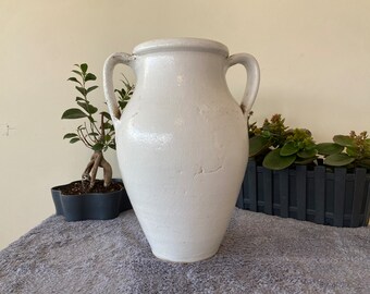 Vintage Decor Old Clay vessel, Aged and antiqued clay pot / vase / pot 9” x 11.8” x 5” inches