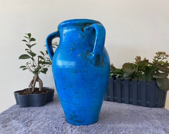 Vintage Decor Old Clay vessel, Aged and antiqued clay pot / vase / pot 7.8” x 11.8” x 5” inches