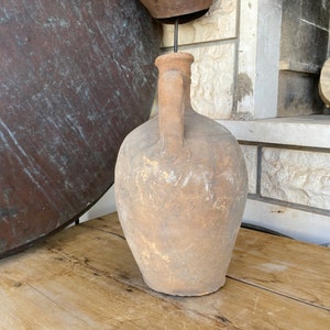 Antique Vessel Primitive Clay Pot Wabi-Sabi Décor Rustic Mediterranean Amphora Vintage Earthenware Vase Old Jug image 5