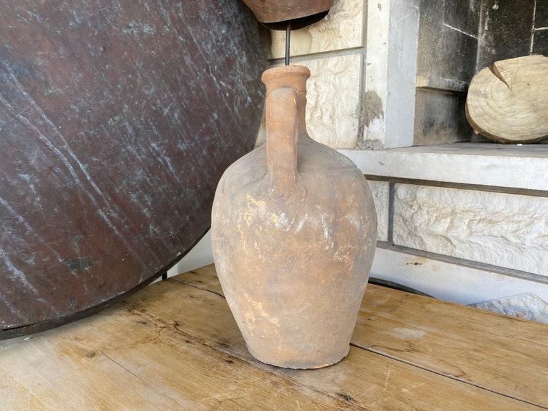 Antique Vessel Primitive Clay Pot Wabi-Sabi Décor Rustic Mediterranean Amphora Vintage Earthenware Vase Old Jug image 5