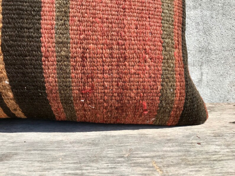 Striped Throw Pillow Cover 12x20 Colorful Kilim Pillow Bohemian Decor Ethnic Pillow Rug Cushion Decorative Sofa Pillow Lumbar Pillow Case