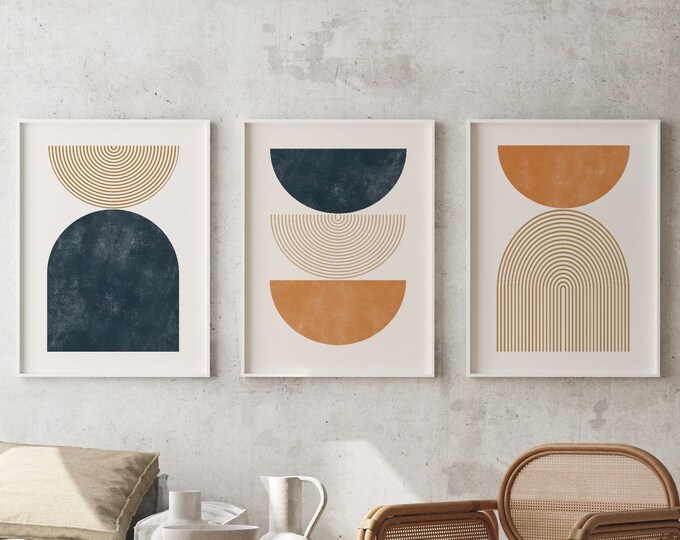 Set of 3 Abstract Neutral Wall Art Minimalist Wall Decor Etsy Australia