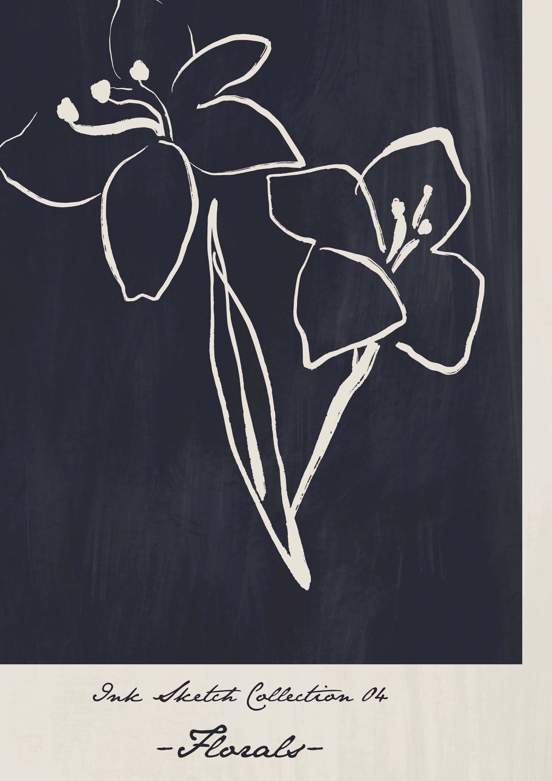 Floral Sketch Ink Collection Wall Art Floral Sketch Wall Etsy