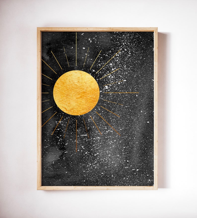 Set of 2 Cosmic Sun and Moon Wall Art Print Home Decor Wall Etsy