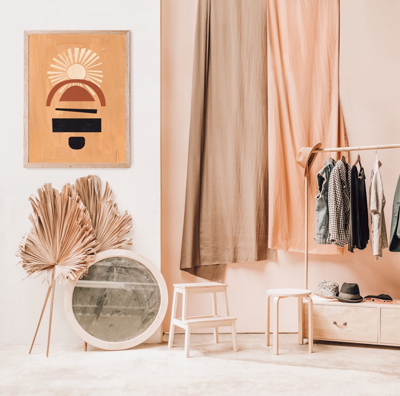 Set of 3 Abstract Earth Tone Wall Art Wall Décor Geometrics | Etsy