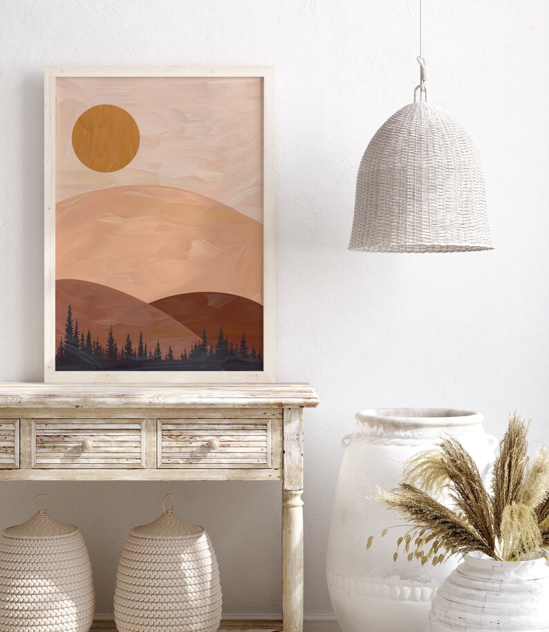 Set of 3 Boho Landscape Wall Art Boho Abstract Landscape Etsy