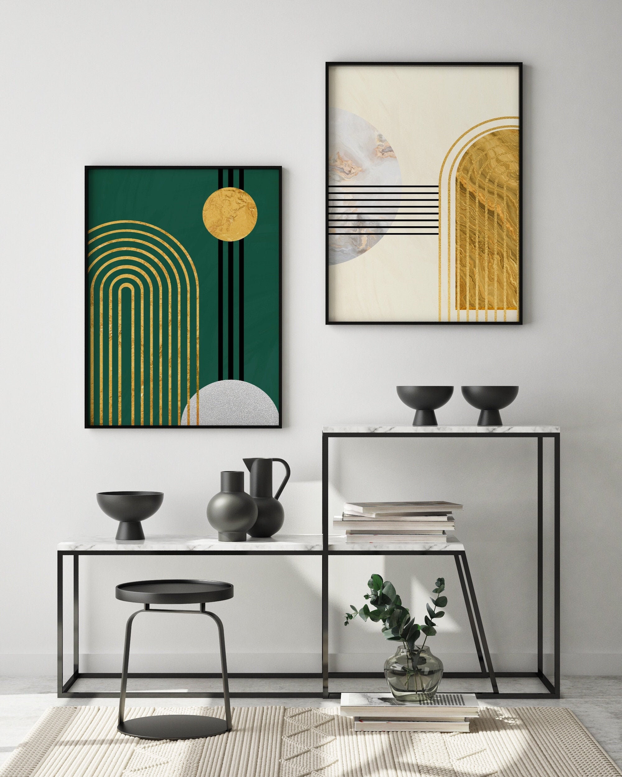 Set of 2 Golden Arch Geometry Wall Art Geometry Wall Decor Etsy Australia