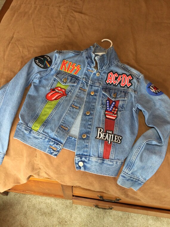 denim jacket with band patches