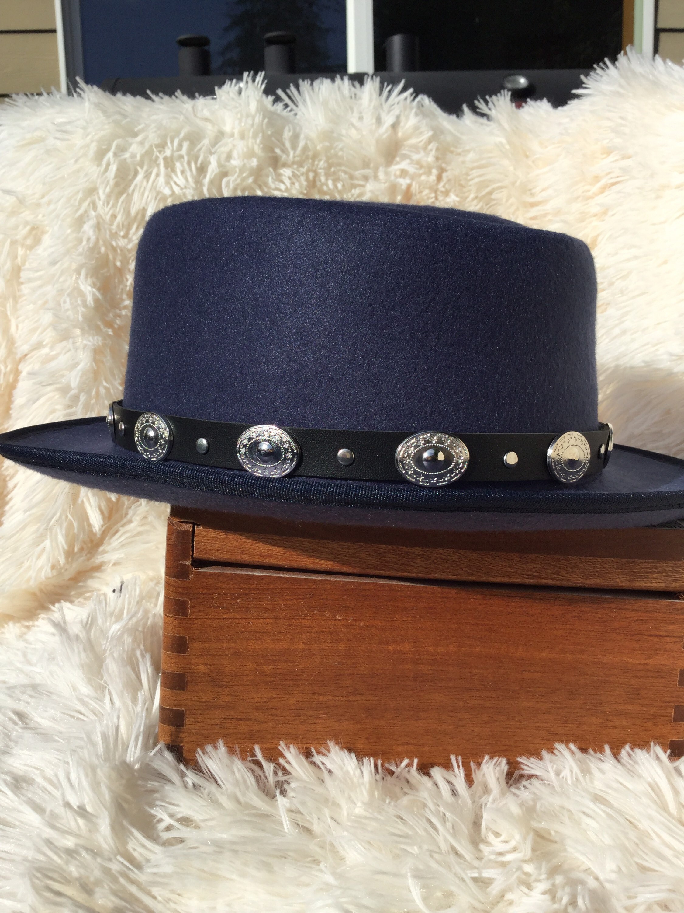 Upriverstudios Quality Pork Pie Musician Hat Medium Felt Cool Blue What