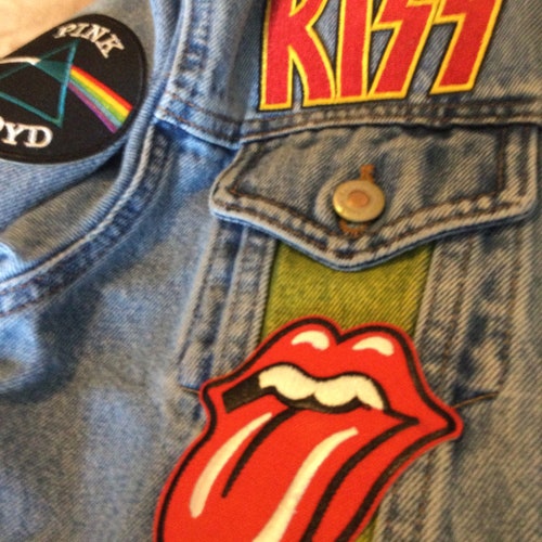 denim jacket with band patches