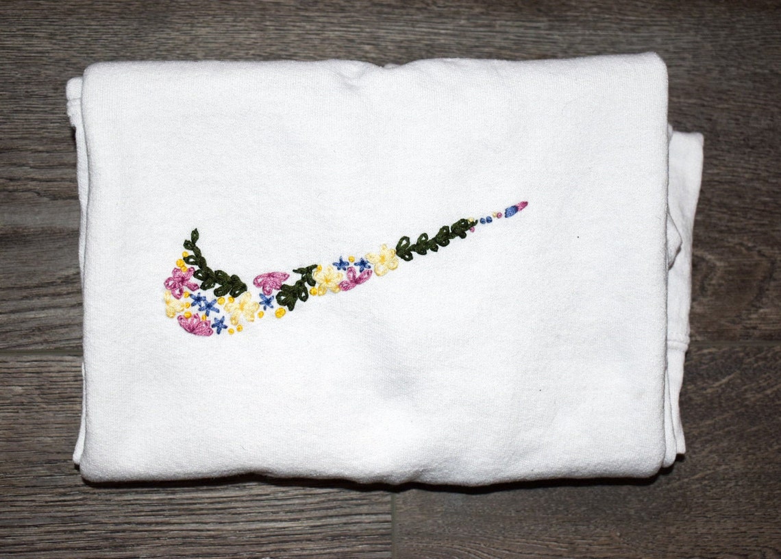 embroidered nike sweatshirt flowers