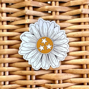 Tennessee Orange and White Tri-Star Flower Weatherproof Car-Grade Magnet, 3in