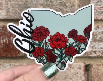 Ohio State Flower Waterproof Vinyl Sticker | Matte Bumper Sticker, Matte Laptop Sticker