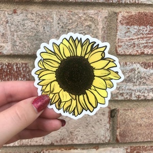Sunflower Waterproof Matte Vinyl Sticker | Laptop Sticker, Bumper Sticker, Water Bottle Sticker
