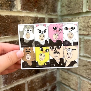 Stray Kids OT8 SKZoo Photo Card Group Waterproof Vinyl Sticker | Skzoo Matte Vinyl Sticker, Bumper Sticker, Laptop Sticker