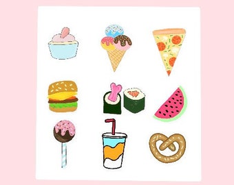 Cute Food Themed Sticker Sheet