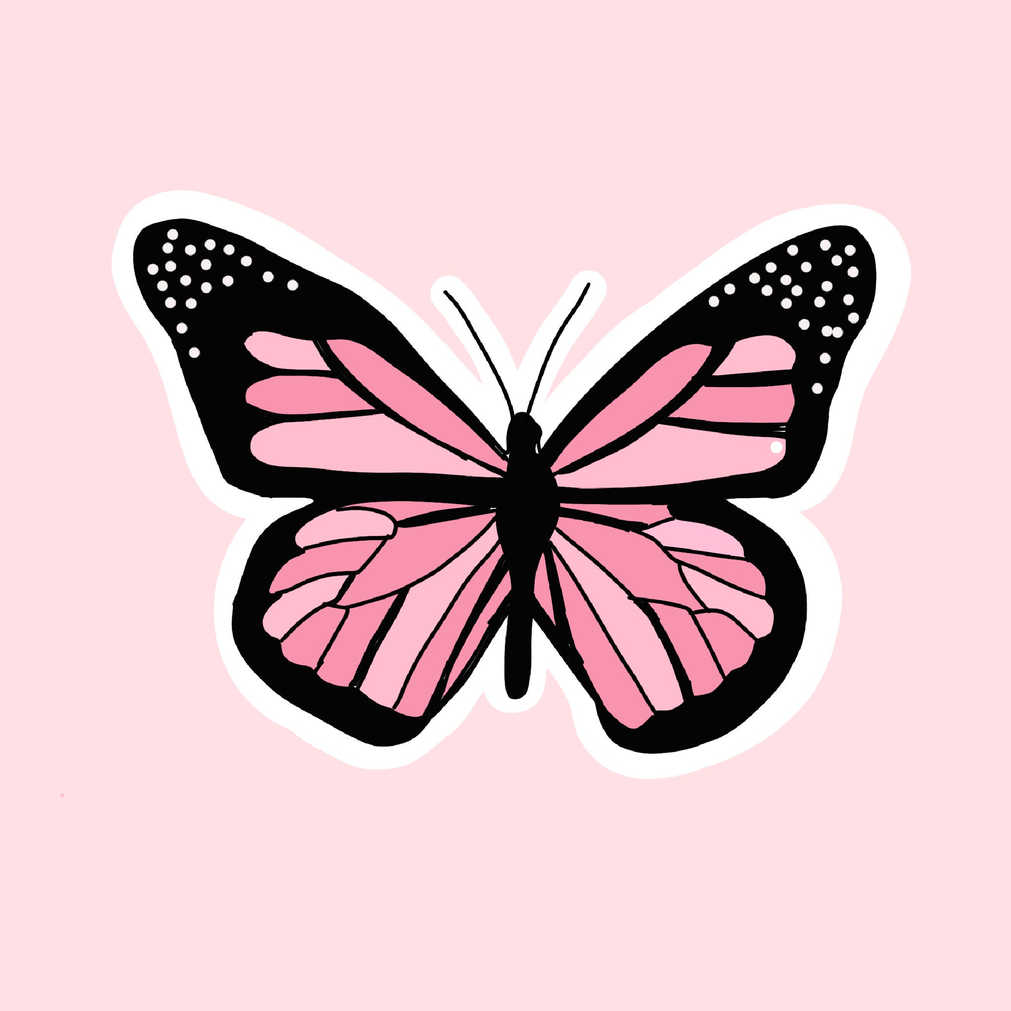 Pink and Light Pink Butterfly Sticker. Perfect for Water Bottles and so  Much More 