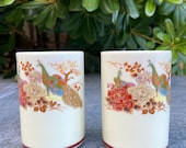 Satsuma Peacock Porcelain Sake Tea cups made in Japan