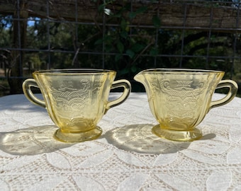 Conjunto de açúcar e creme vintage Indiana Recollection Amarelo Madrid Open