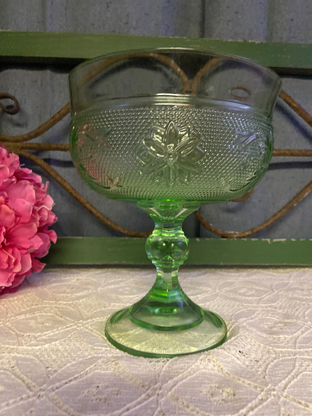 Indiana Glass Tiara Chantilly Mint Green Sandwich Candy Dish Etsy