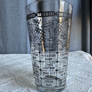Vintage Mid-Century Libbey Glass Company geïllustreerd Cocktail Shaker-glas