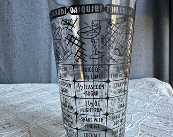 Vintage Mid-Century Libbey Glass Company ilustrado cóctel coctelera vidrio