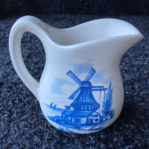 Vintage Windmühlen krug blau weiß von McCoy