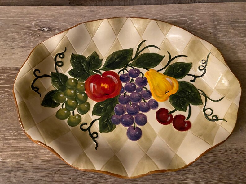 Tabletops Unlimited Tuscan Fruit Oval Platter Etsy