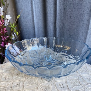 Vintage Indiana Glass Light Blue Oval Fruit Bowl