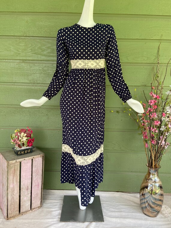 polka dot long sleeve maxi dress Georgie in Burgundy X-Small %0D%0ATo%20maintain%20the%20beauty%20of%20your%20garment%2C%20please%20follow%20the%20care%20instructions%20on%20the%20attached%20label Over Coffee Polka Dot Maxi