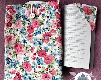 Padded Floral Book Sleeve with matching Corner Bookmark