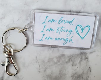 i am loved keychain, Empowerment keychain for her, self care gifts for best friend, positive affirmation keyring for women, girly thing