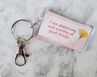 inspirational key chain, Empowerment keychain for her, self care gifts for best friend, positive affirmation keyring for women, girly things