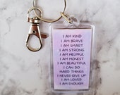 positive affirmation keyring for women, I am enough keychain, Empowerment keychain for her, self care gifts for best friend,  girly things