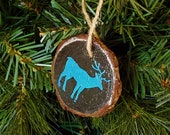 moose ornament, stocking stuffer for her, wood slice christmas ornament, christmas gift for wife, farmhouse ornament for mom, rustic gift