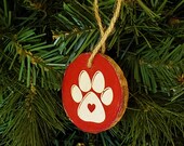 paw print ornament, stocking stuffer for her, wood slice christmas ornament, gift for dog mom, aussie farmhouse ornament, gift for doglovers