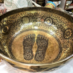 22 inches extra large master healing singing bowl -standing bowl-buddha feet bowl-sound healing meditation bowl made in nepal