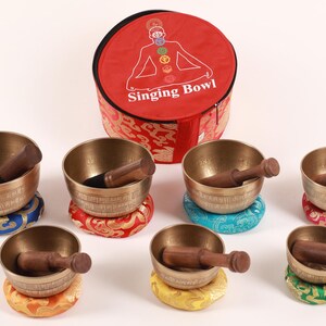 Handcrafted Tibetan Singing Bowl Set: Chakra Healing, Meditation
