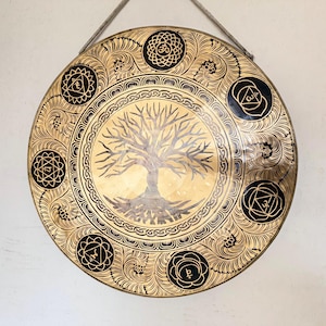 35cm to 100cm Tree of life Tibetan Gong-Attractive spiritual design-Premium sound healer-Made in Nepal-Best for Yoga,Meditation and healing