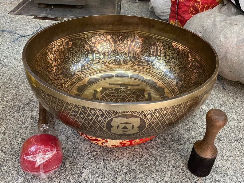 Extra Large Tibetan Singing Bowlseven Chakra Carving Sound Healing