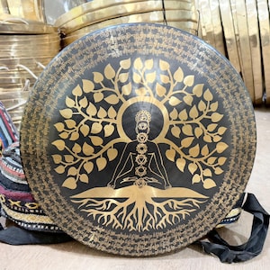 35cm to 100cm Meditating Yogi Gong- Attractive design- Variations of sizes- Deep Resonating Sound quality-Perfect sound healer-Made in Nepal