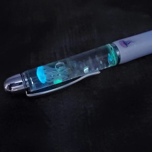 Glow in the dark, jellyfish decal float pen (read description)