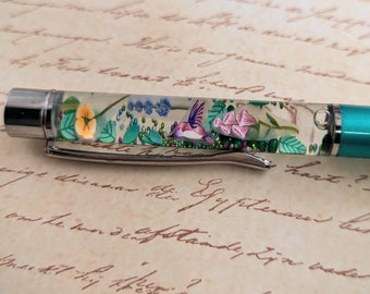 Hummingbird float pen (greens)
