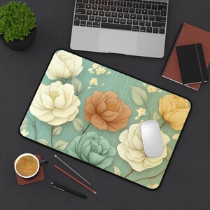 Floral Desk Mat - Elegant Office Decor, Flower Mousepad, Desk Accessories, Gifts for Her, Home Office Essentials, Unique Workspace