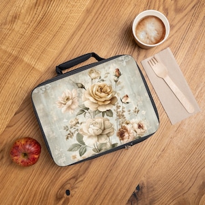 Vintage Floral Lunch Bag, Insulated Lunch Tote, Reusable Meal Bag, Gift for Her, Picnic Bag, Floral Lunchbox